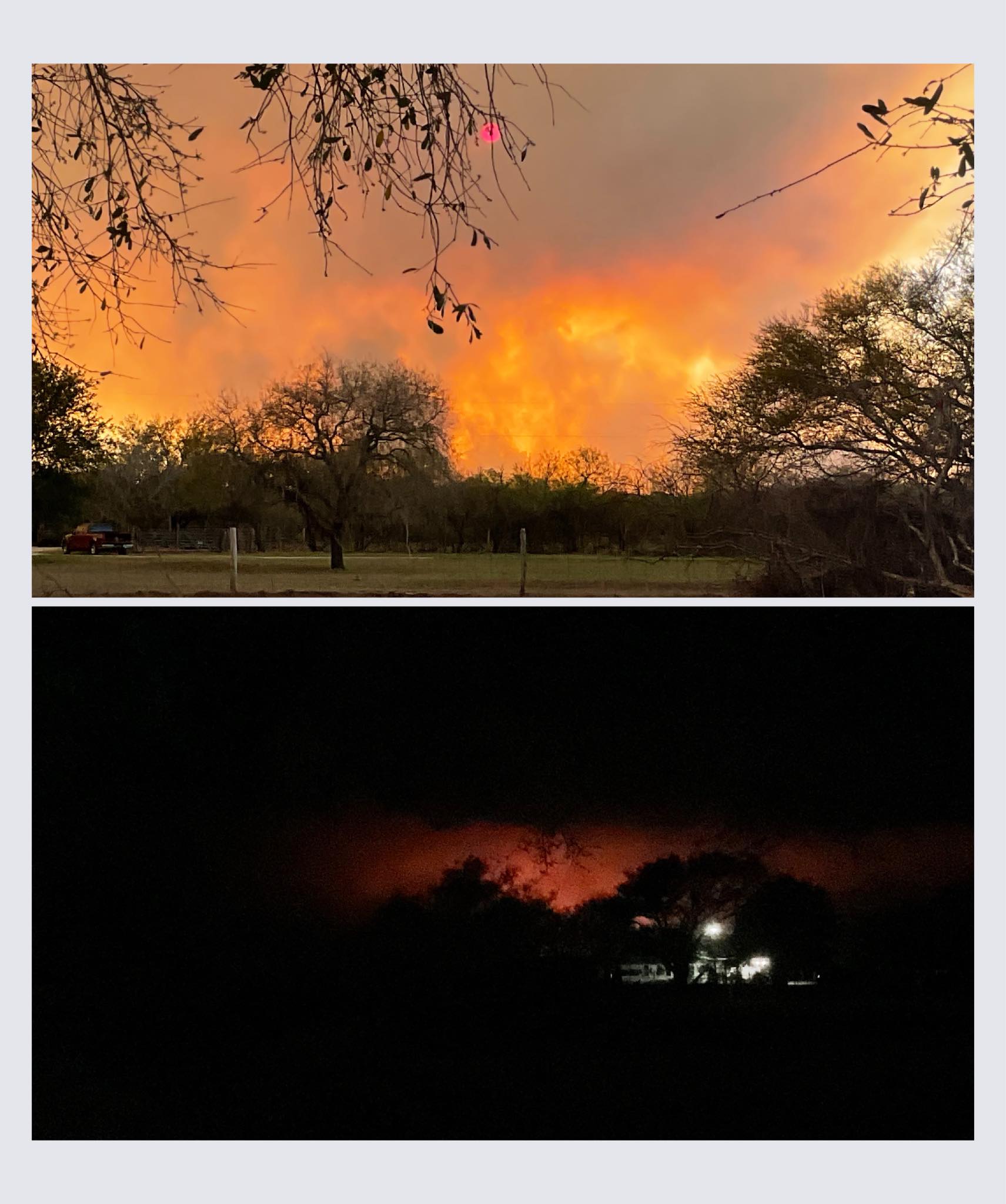 Photos courtesy of Kirsten Compary, Dean of Students. These photos show the Borrega Fire as it burned last night. Compary lives a few miles from the blaze.